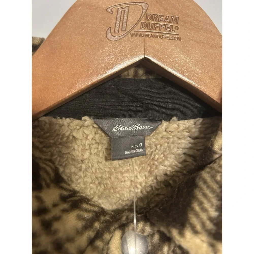 Eddie Bauer Boy's Snap Button Sherpa Lined‎ Shirt Jacket Kids Size 8